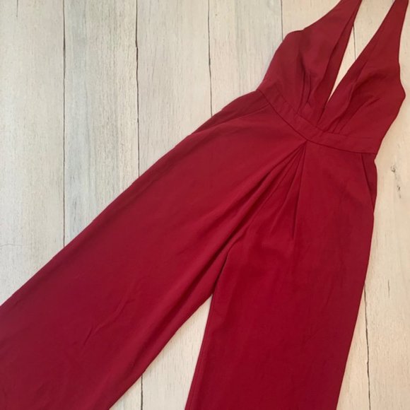 Red Backless Halter Jumpsuit by Jill Stuart (0) - Picture 1 of 7